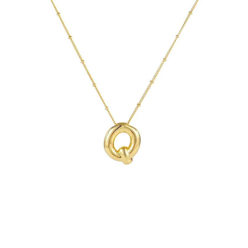 Stainless Steel Copper Chunky Alphabet Necklace
