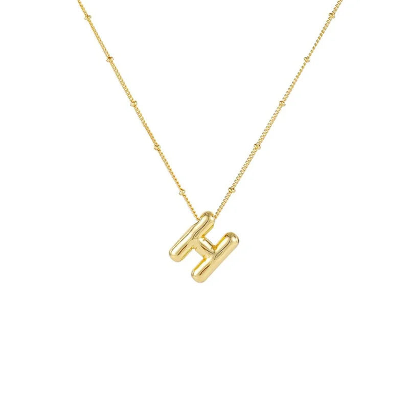 Stainless Steel Copper Chunky Alphabet Necklace