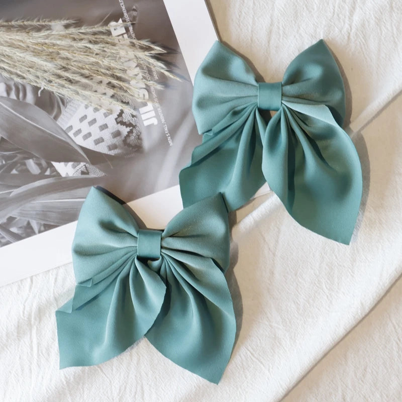 Elegant Bow Ribbon Hair Clip Fashion Simple Solid
