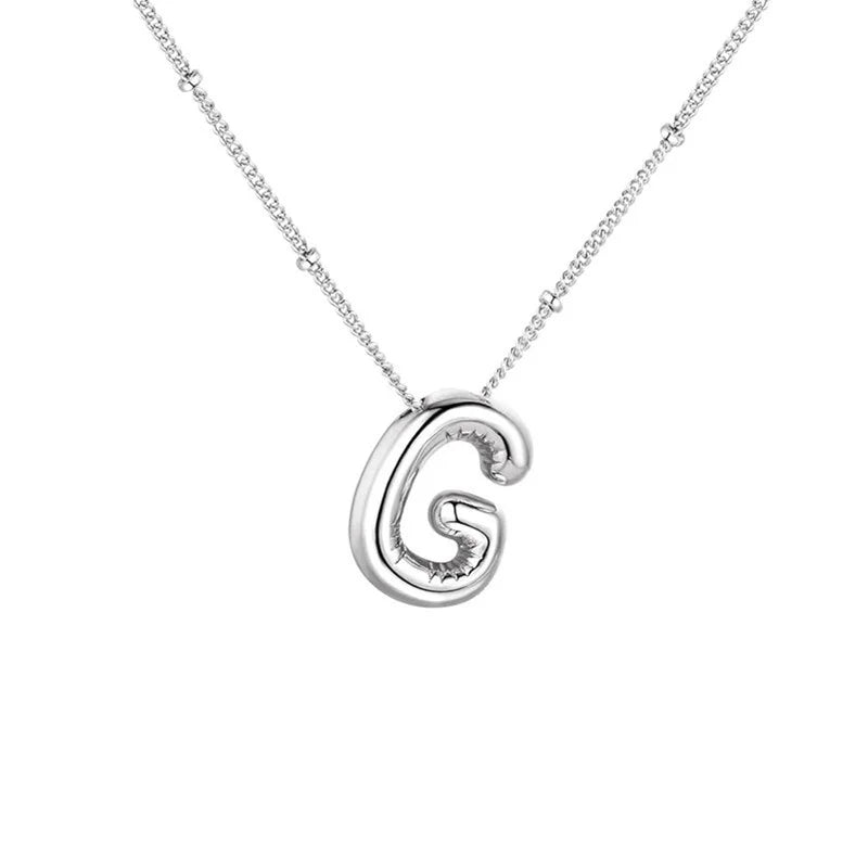 Stainless Steel Copper Chunky Alphabet Necklace