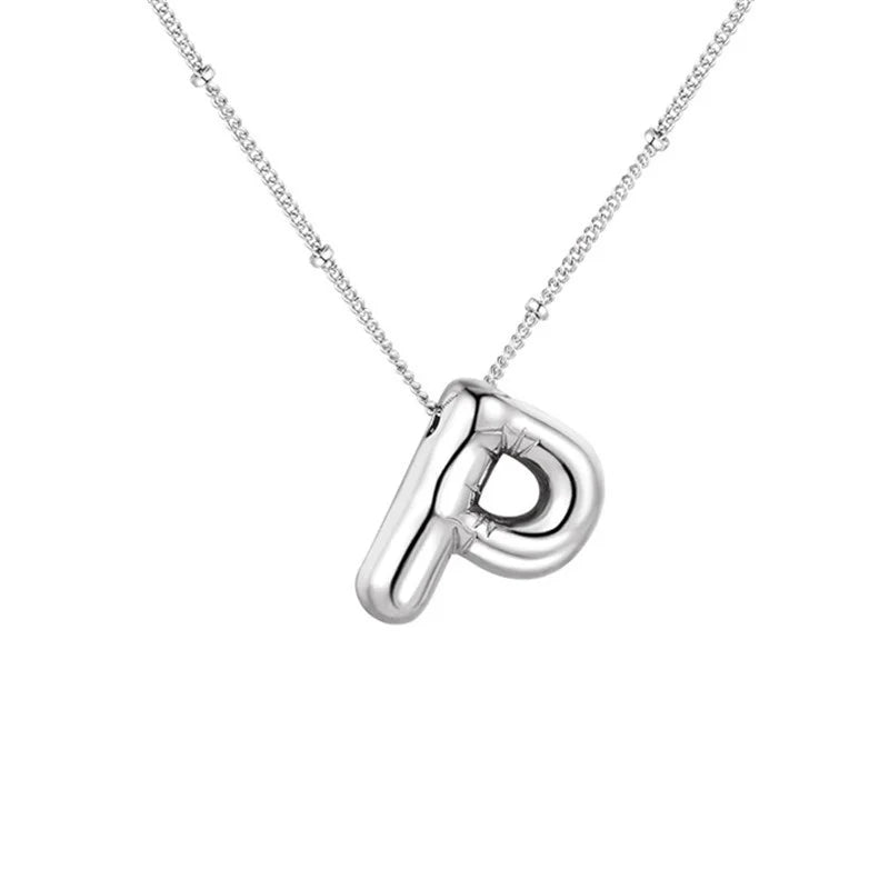 Stainless Steel Copper Chunky Alphabet Necklace