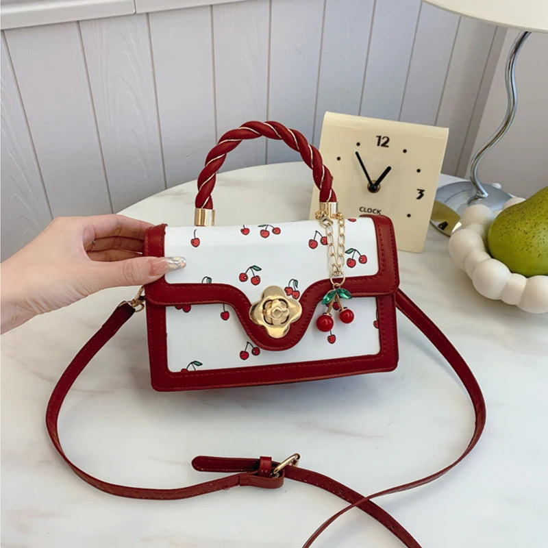 Fashion Cherry Print Top-Handle Bag