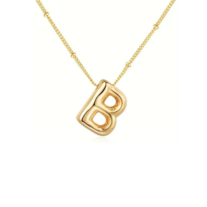 Stainless Steel Copper Chunky Alphabet Necklace