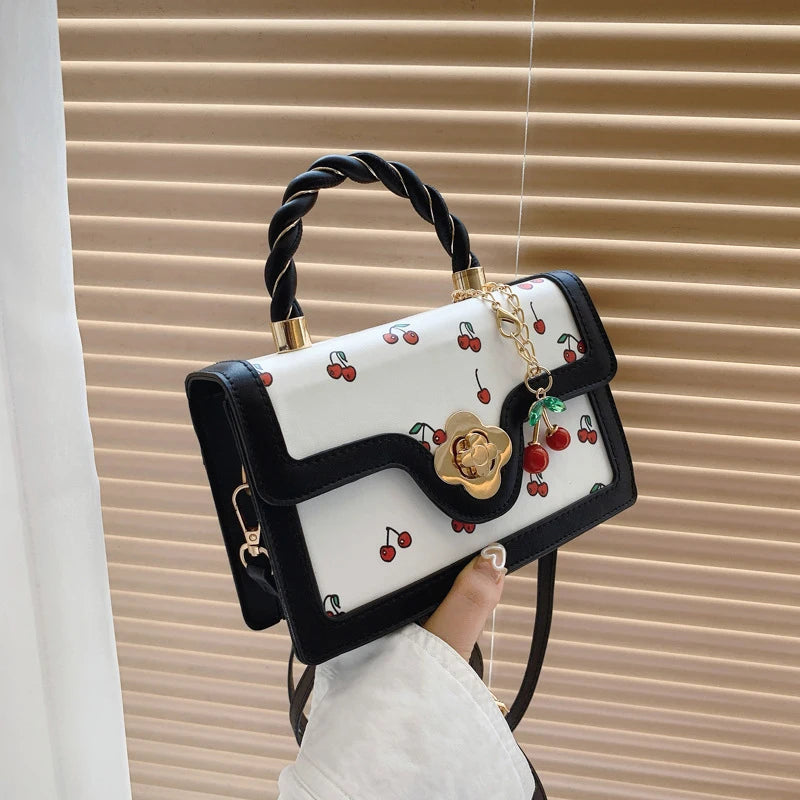 Fashion Cherry Print Top-Handle Bag