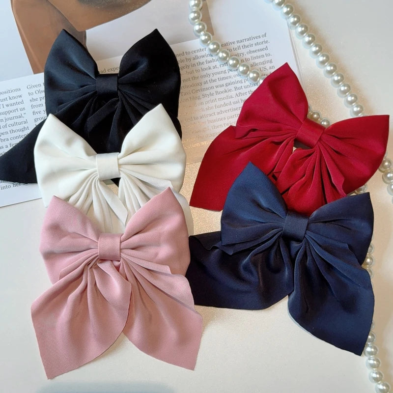Elegant Bow Ribbon Hair Clip Fashion Simple Solid