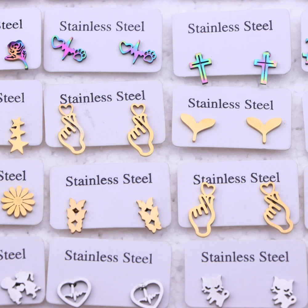 Lot Fashion Stainless Steel Jewelry Earring (10pcs)