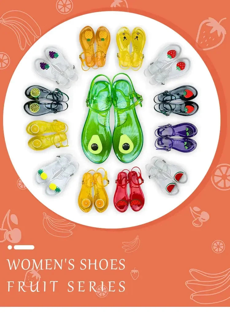 Ladies Slippers Cartoon Fruit Pattern