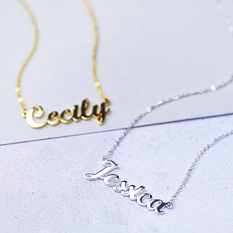 Custom Name Charms Necklace Gold Color Stainless Steel Box Chain Necklaces for Women Men Personalized Handmade Pendants Jewelry