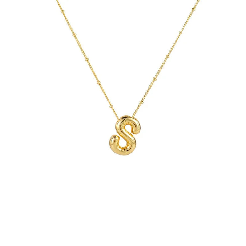 Stainless Steel Copper Chunky Alphabet Necklace