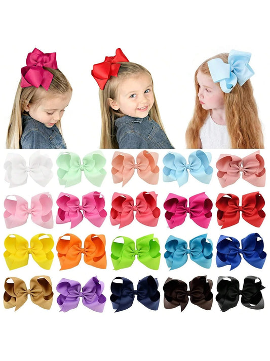 Big 6 Inch Hair Bows for Girls Grosgrain Ribbon