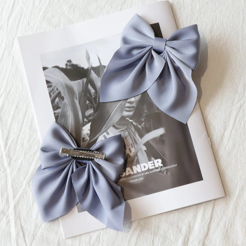 Elegant Bow Ribbon Hair Clip Fashion Simple Solid