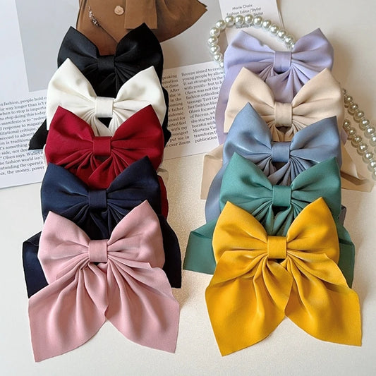 Elegant Bow Ribbon Hair Clip Fashion Simple Solid