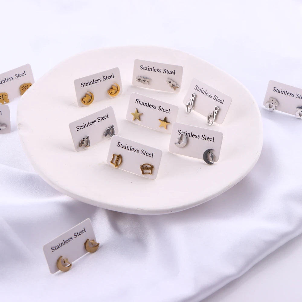 Lot Fashion Stainless Steel Jewelry Earring (10pcs)