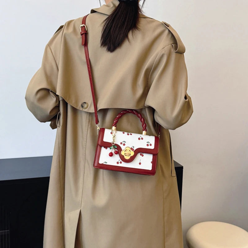 Fashion Cherry Print Top-Handle Bag