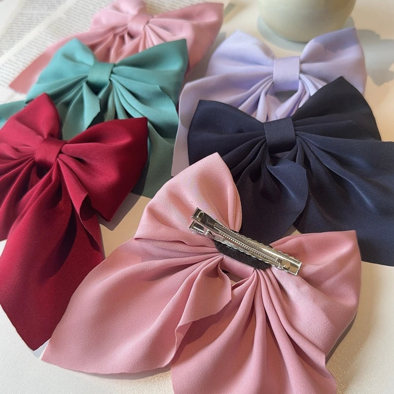 Elegant Bow Ribbon Hair Clip Fashion Simple Solid