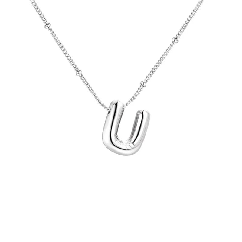 Stainless Steel Copper Chunky Alphabet Necklace