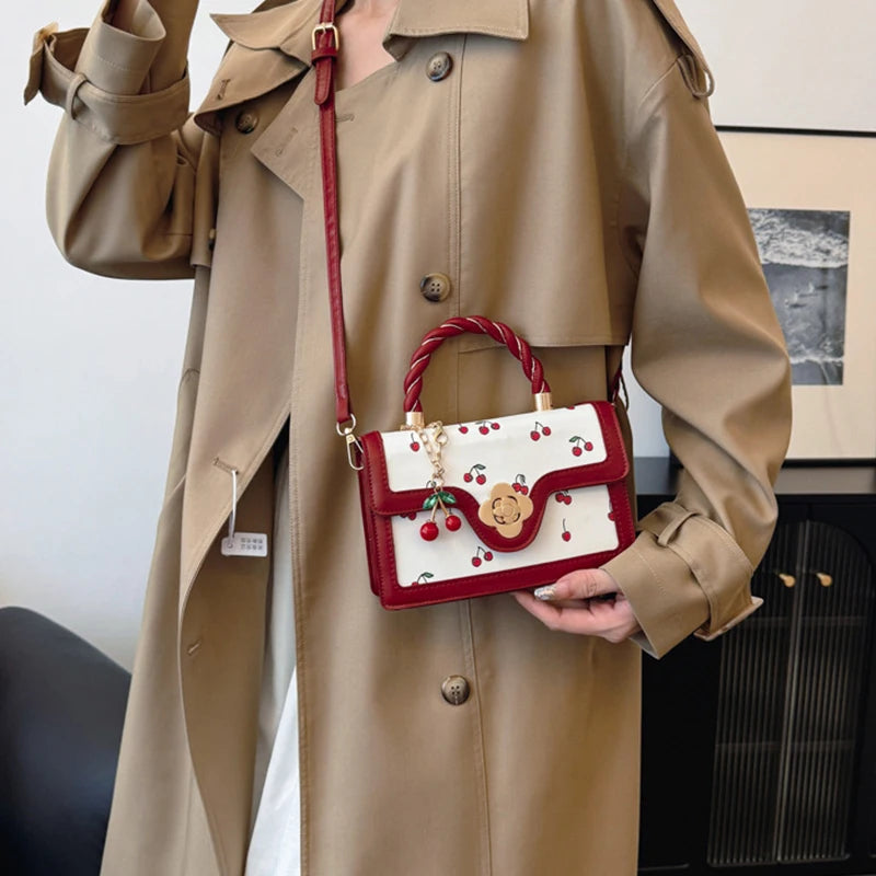 Fashion Cherry Print Top-Handle Bag