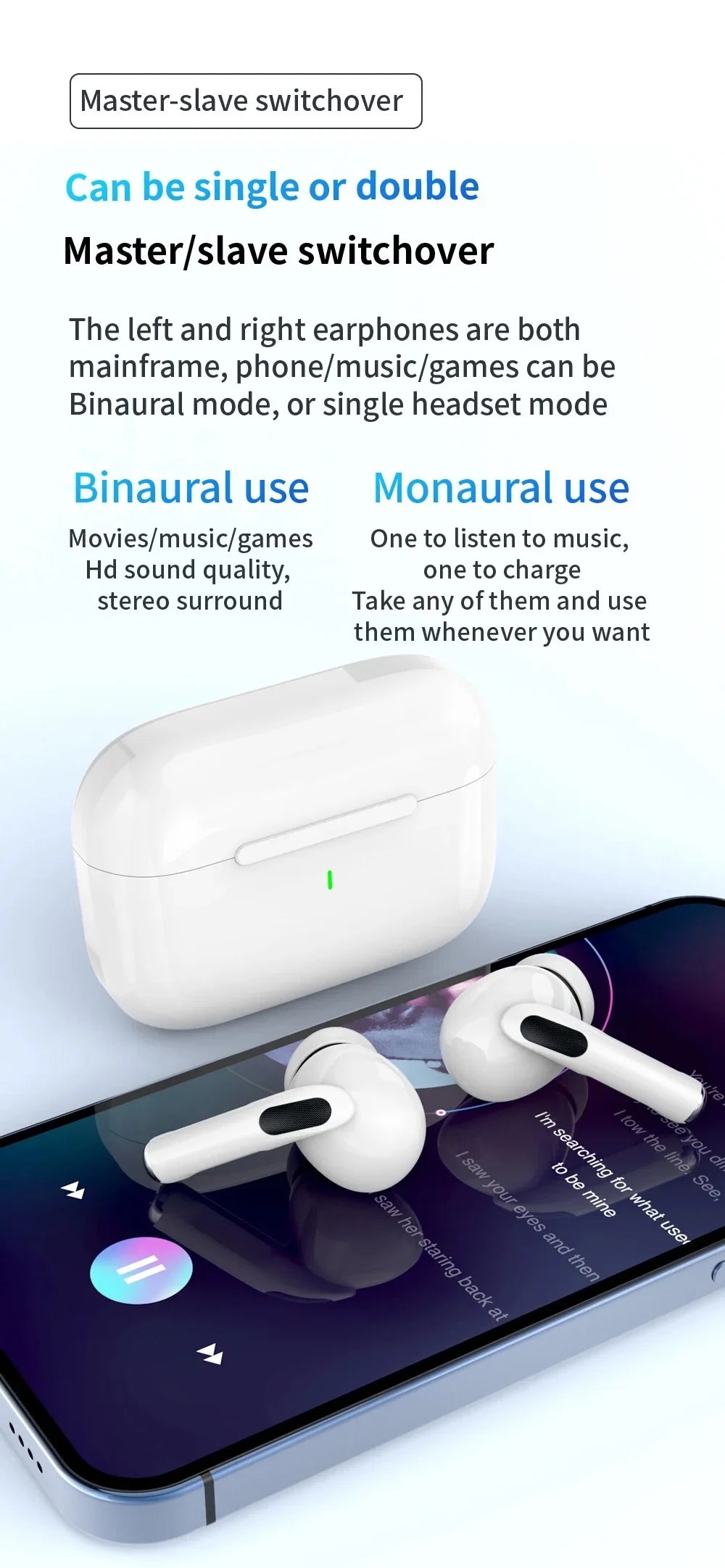 Air Pro Bluetooth for iPhone Apple - Android phone