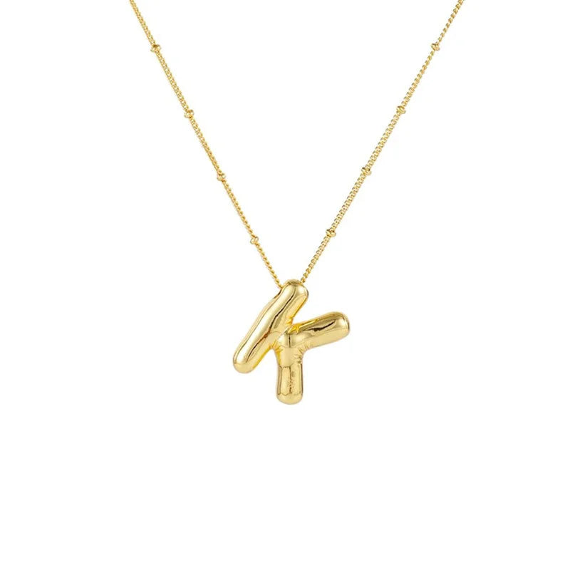 Stainless Steel Copper Chunky Alphabet Necklace