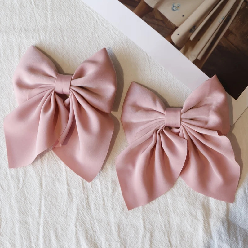 Elegant Bow Ribbon Hair Clip Fashion Simple Solid