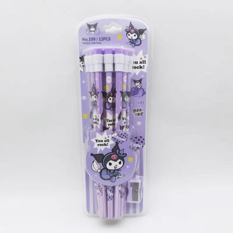 Sanrio Cinnamoroll Kuromi Cute Cartoon HB Pencils, 12 Pencils