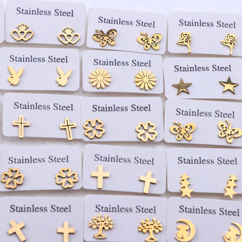 Lot Fashion Stainless Steel Jewelry Earring (10pcs)