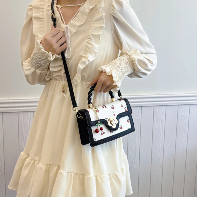Fashion Cherry Print Top-Handle Bag