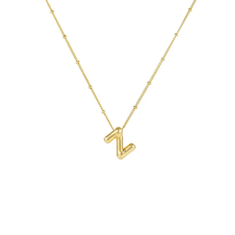 Stainless Steel Copper Chunky Alphabet Necklace