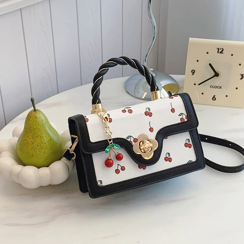 Fashion Cherry Print Top-Handle Bag