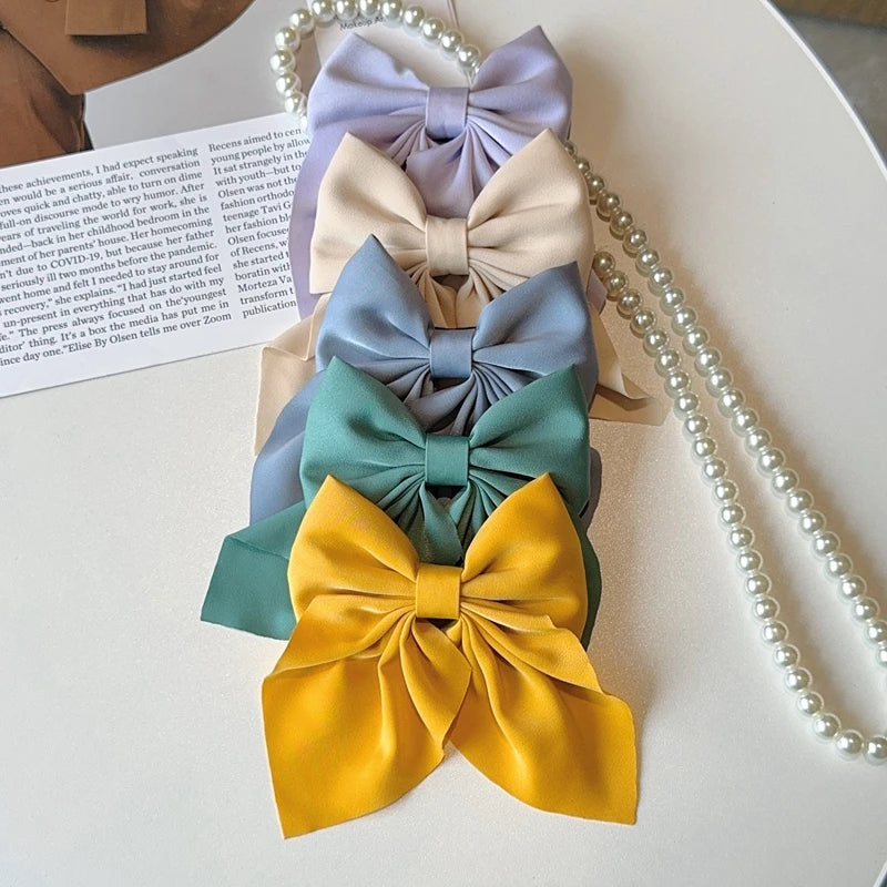 Elegant Bow Ribbon Hair Clip Fashion Simple Solid