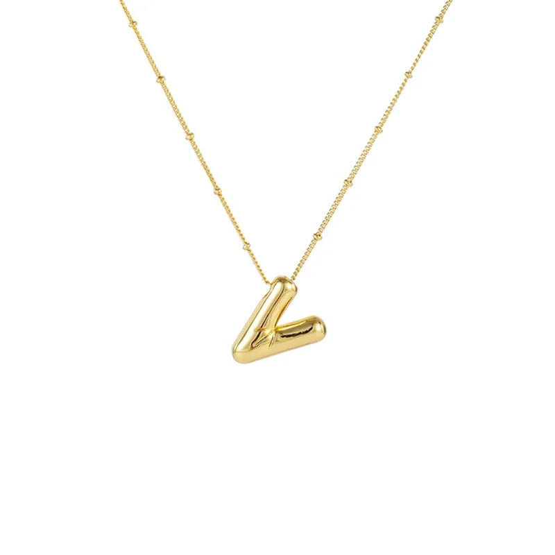 Stainless Steel Copper Chunky Alphabet Necklace