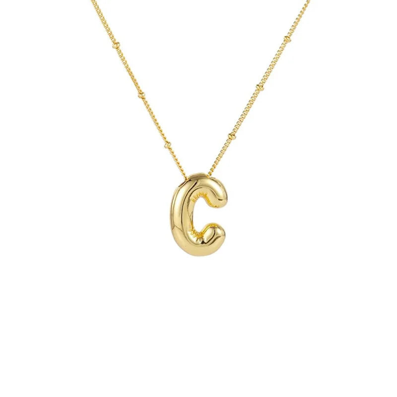 Stainless Steel Copper Chunky Alphabet Necklace