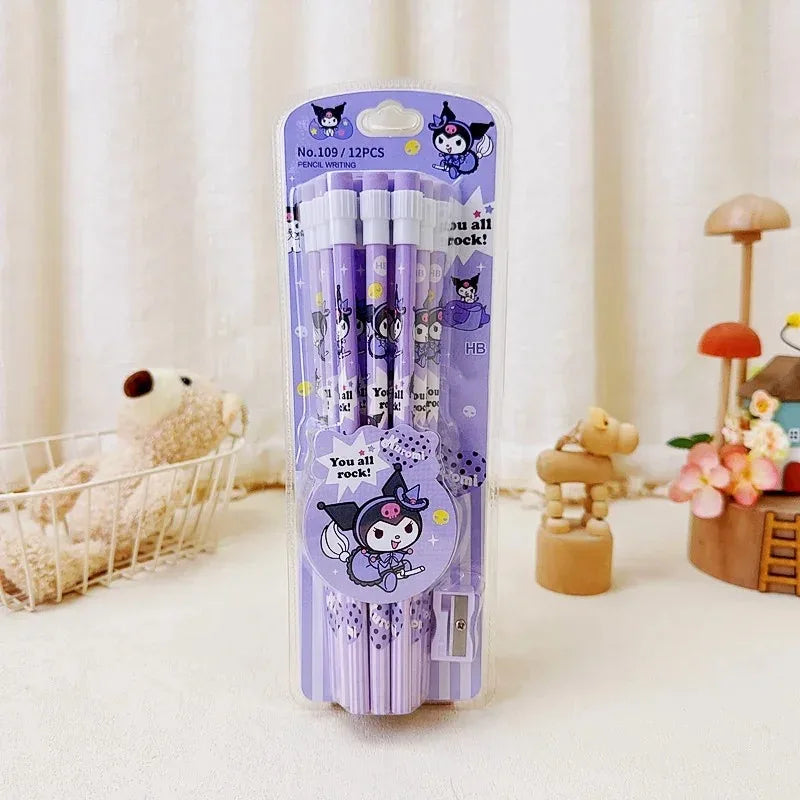 Sanrio Cinnamoroll Kuromi Cute Cartoon HB Pencils, 12 Pencils