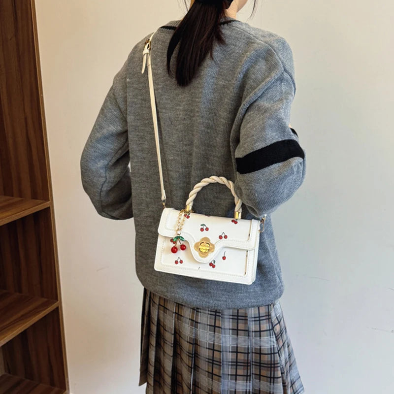 Fashion Cherry Print Top-Handle Bag