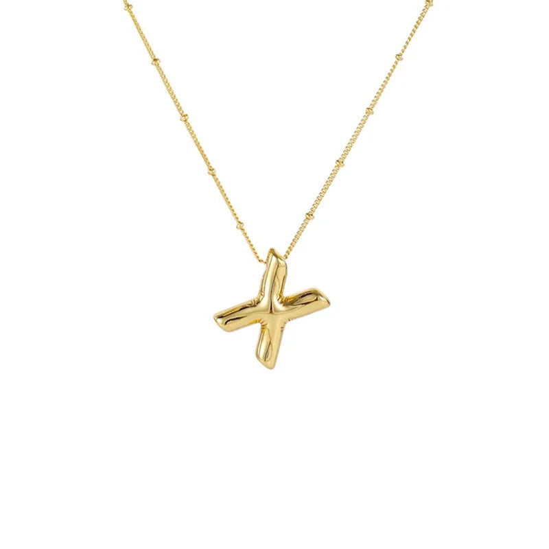 Stainless Steel Copper Chunky Alphabet Necklace