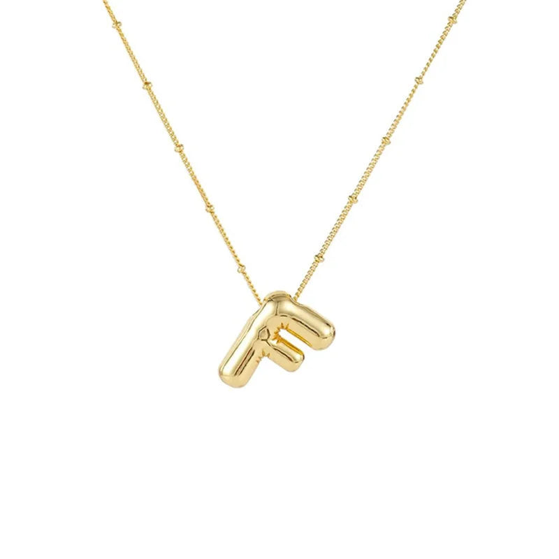 Stainless Steel Copper Chunky Alphabet Necklace
