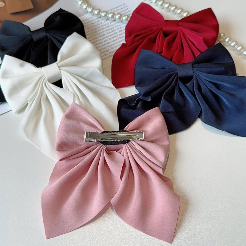 Elegant Bow Ribbon Hair Clip Fashion Simple Solid