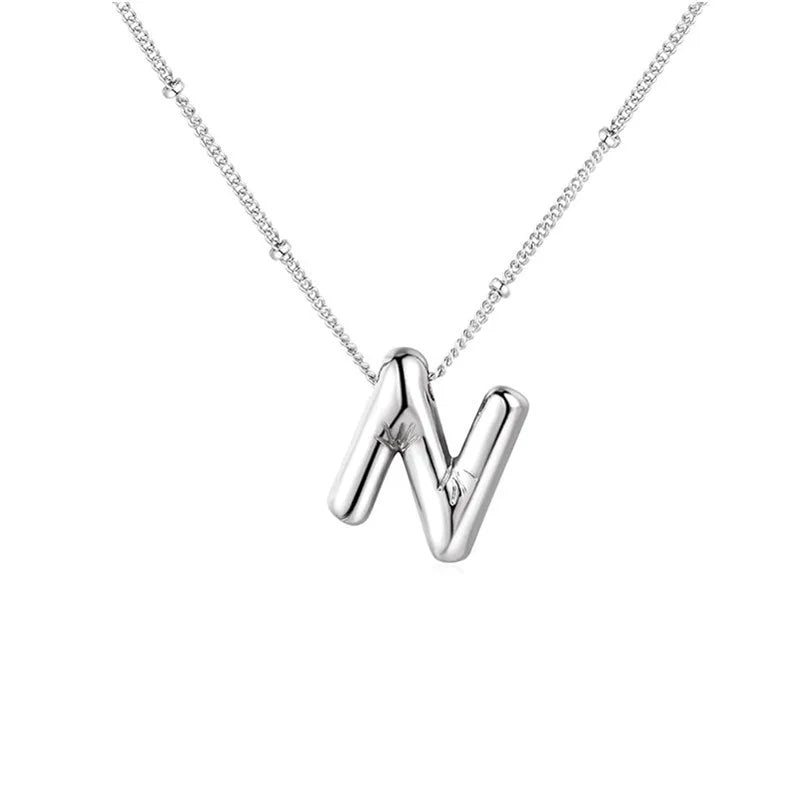 Stainless Steel Copper Chunky Alphabet Necklace