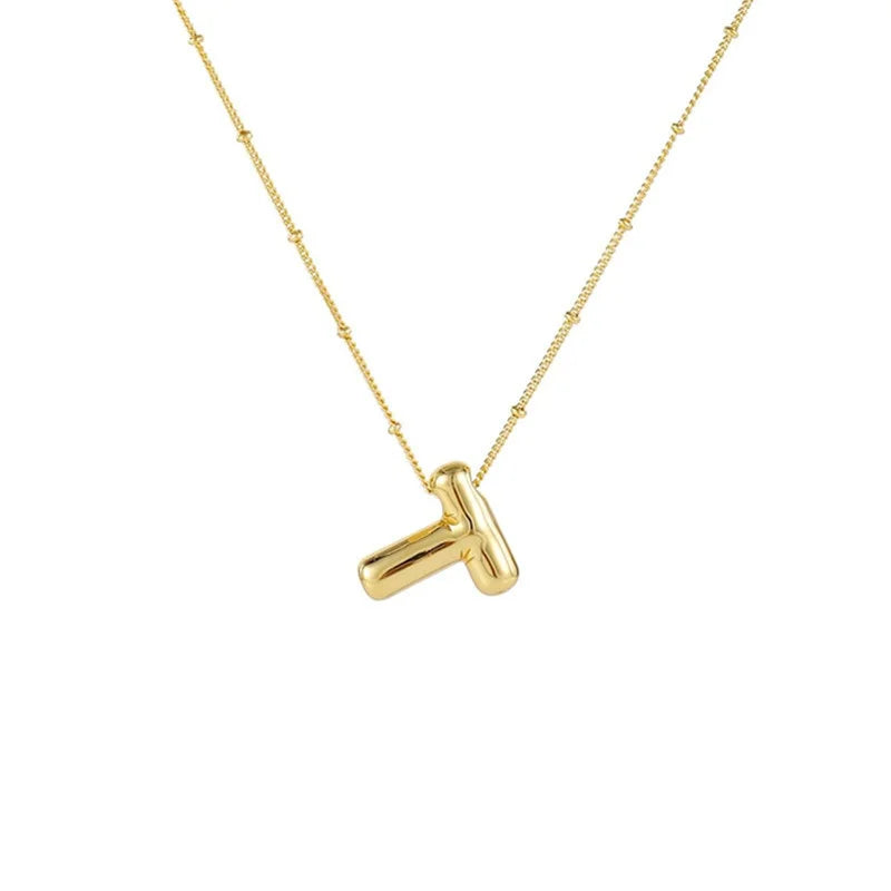 Stainless Steel Copper Chunky Alphabet Necklace