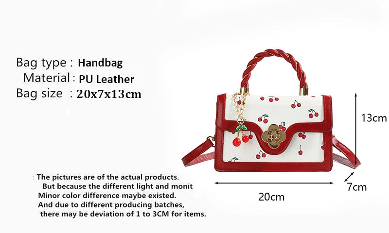 Fashion Cherry Print Top-Handle Bag