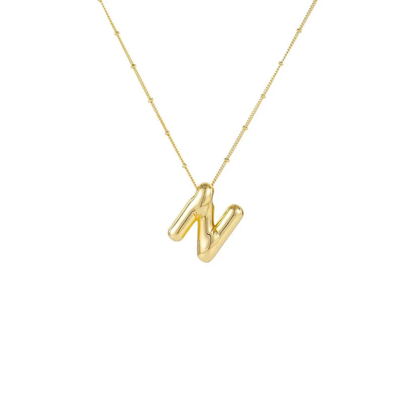 Stainless Steel Copper Chunky Alphabet Necklace