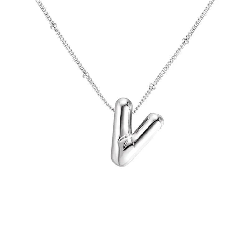 Stainless Steel Copper Chunky Alphabet Necklace