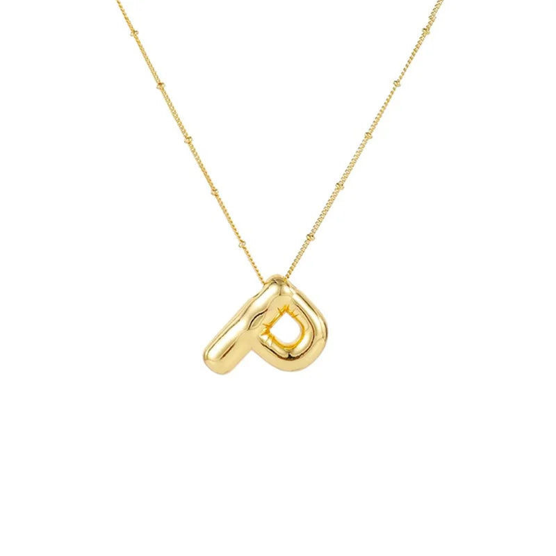 Stainless Steel Copper Chunky Alphabet Necklace