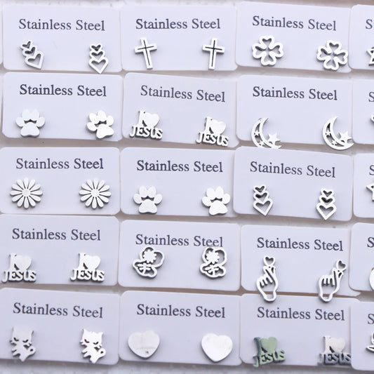 Lot Fashion Stainless Steel Jewelry Earring (10pcs)