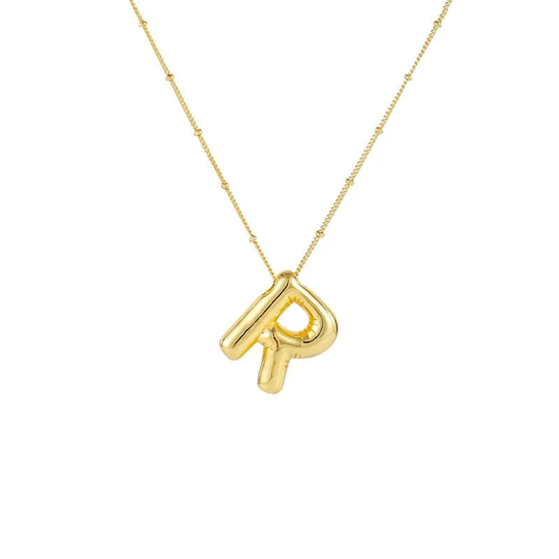 Stainless Steel Copper Chunky Alphabet Necklace