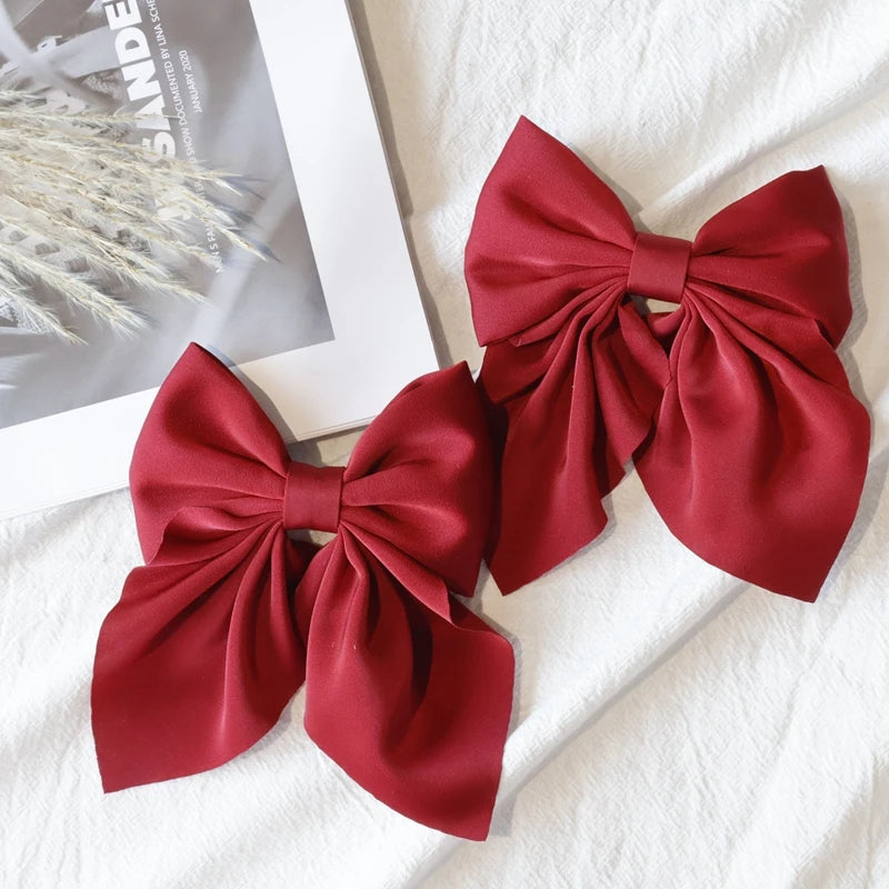 Elegant Bow Ribbon Hair Clip Fashion Simple Solid