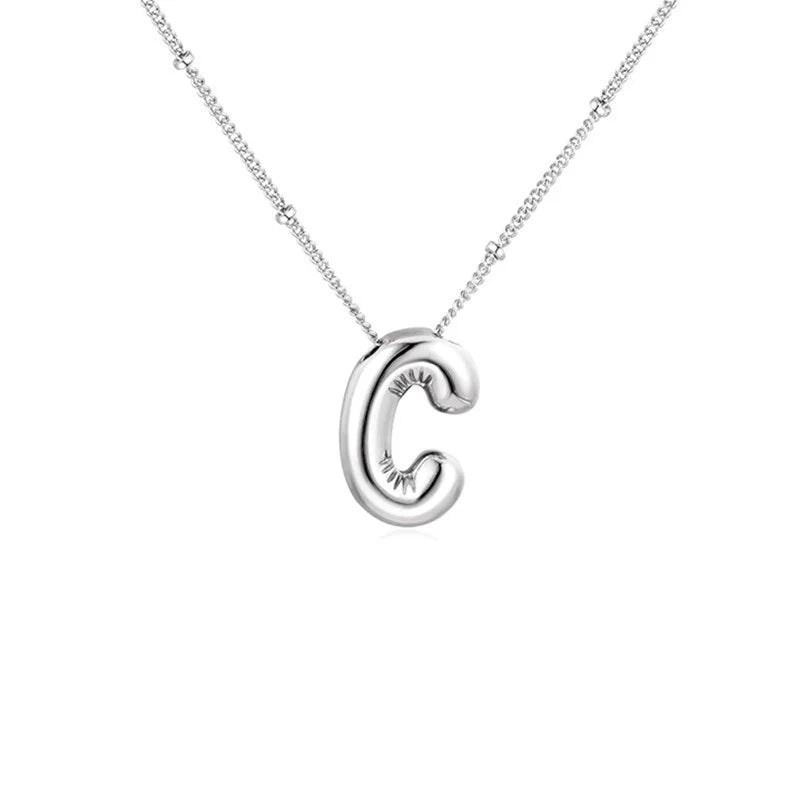 Stainless Steel Copper Chunky Alphabet Necklace