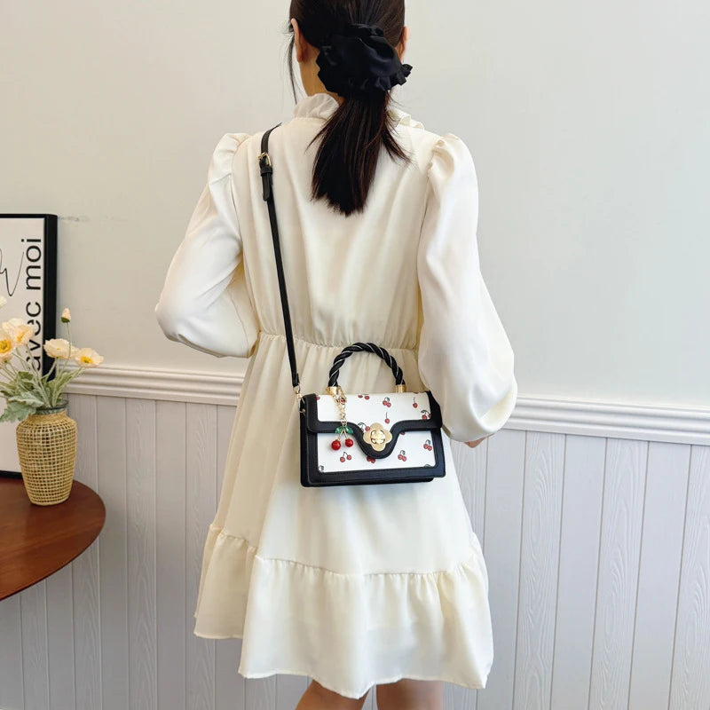 Fashion Cherry Print Top-Handle Bag