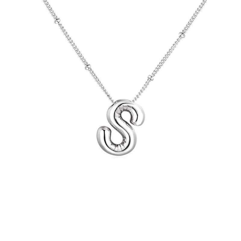 Stainless Steel Copper Chunky Alphabet Necklace