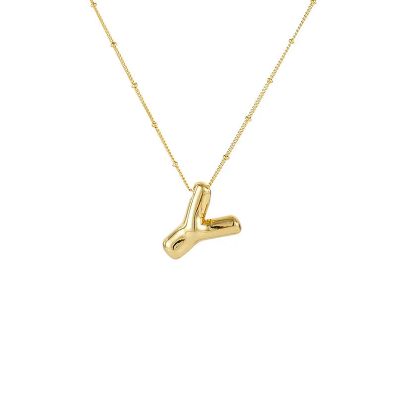 Stainless Steel Copper Chunky Alphabet Necklace